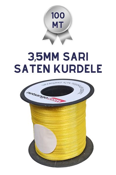 Netsan Etiket Κίτρινη Σατέν Κορδέλα - 3,5mm, 100mt