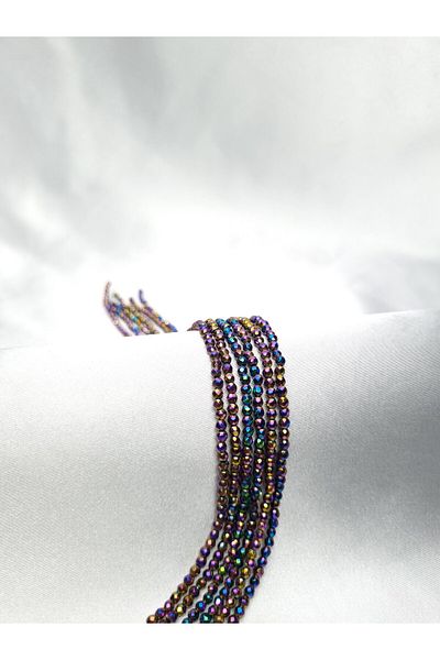 Yüksel Boncuk 3 mm Hematite Stone - Facet Cut Natural Stone String