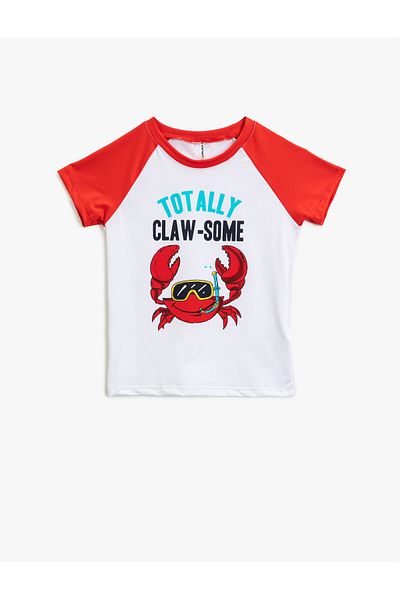 Koton Kids Weißes gemustertes Jungen-T-Shirt 0YKB86104GW