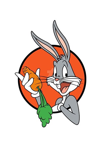 HMNL Bugs Bunny Havuç Motorsiklet, Laptop, Kask, Araba Sticker 15x9 Cm