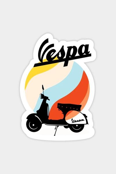 HMNL Vespa Retro 9x6 cm  Motorsiklet Kask Laptop Ve Oto Sticker