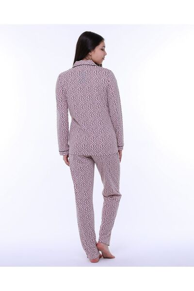 LİKAPA Likapa fésült pamut elöl gombos kismama hosszú ujjú pizsama szett