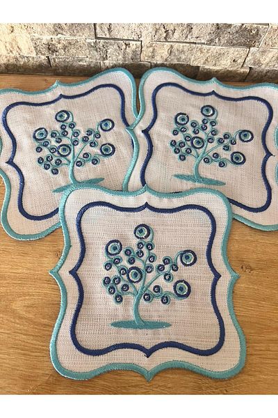 Nakışkonsept Set de 6 șervețele de cocktail Evil Eye