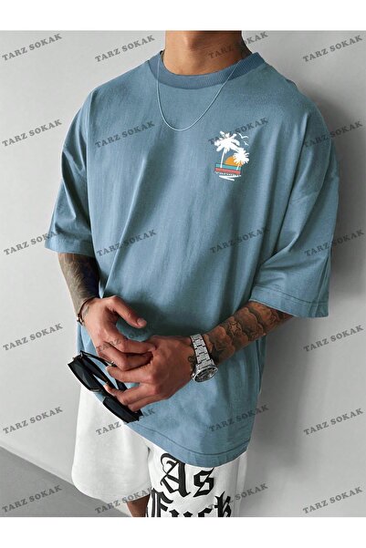 Tarzsokak Μπλουζάκι Unisex Oversize Palm - εμπριμέ και ατύπωτο