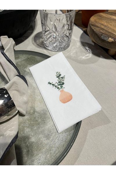 busrasdesign 16-Piece Eucalyptus Printed Soil Pot Presentation Napkin