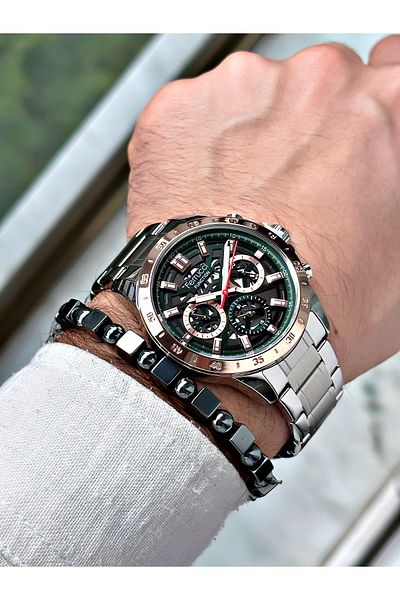 Ferrucci men's Silver Colored Wristwatch and Bracelet Gift Set - Steel Cord, Functions Active