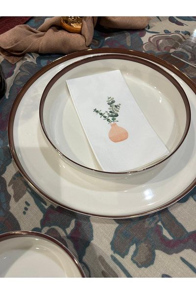 busrasdesign 16-Piece Eucalyptus Printed Soil Pot Presentation Napkin