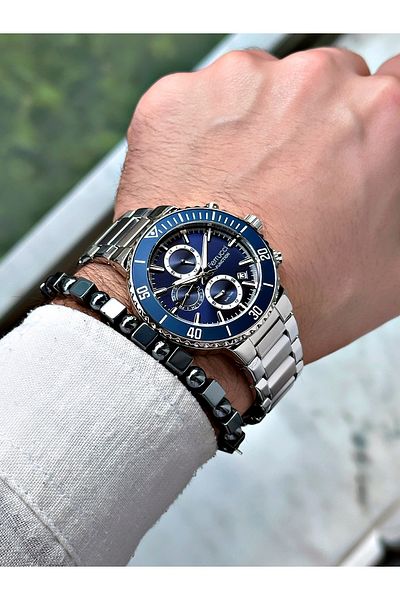 Ferrucci men's Silver Colored Steel Watchband + Bracelet Gift