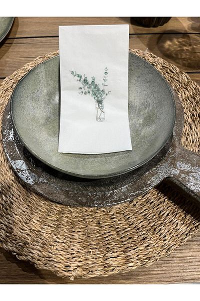 busrasdesign 16-Piece Eucalyptus Printed Jar Presentation Napkin
