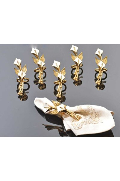 AlyaHomeAksesuar Mineli Gala Çiçekli Çiftli Peçete Halkası