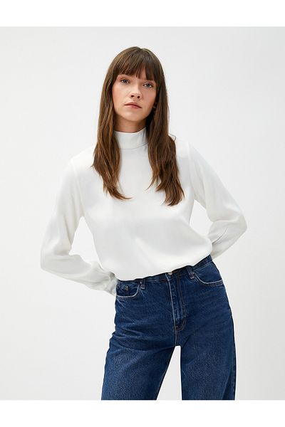 Koton High Collar Blouse with Back Tie Detail
