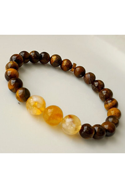 Doğaltaş Kaplan Gözü: Cesaret, Koruma ve Bolluk Bilekliği/KaplanGözü ve Sitrin Taşı