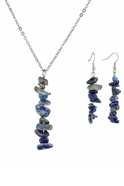 Kusakli Lapis Lazuli Natural Stone Necklace and Earring Set