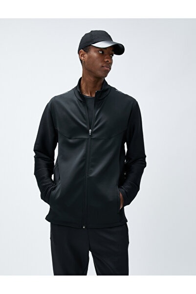 Koton Spor Sweat Fermuarlı Dik Yaka Dikiş Detaylı Cepli