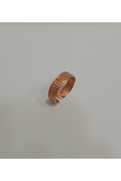 EldenEveBakır Zmay0003-1 Model Hammer Forged Copper Ring - Serrated