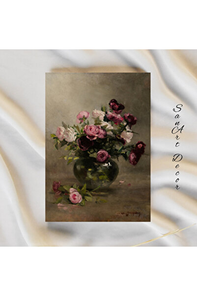 Sanart Vintage ζωγραφική με κορνίζα, ζωγραφική με λάδι, ζωγραφική με κορνίζα, καλλιτεχνική διακόσμηση, ζωγραφική λουλουδιών