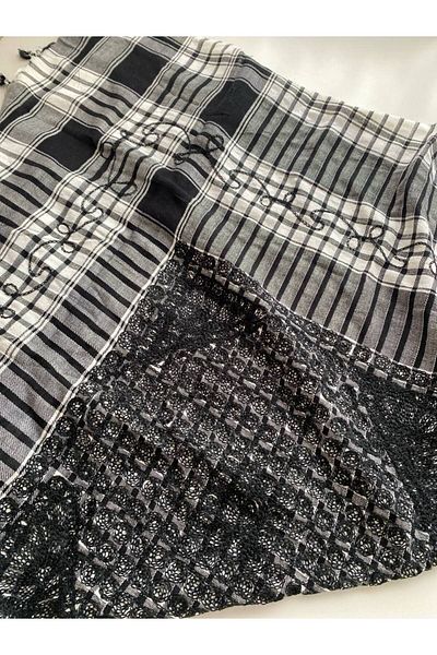 Nilbutik Large Size Unisex Black Puffy Shawl - Casual