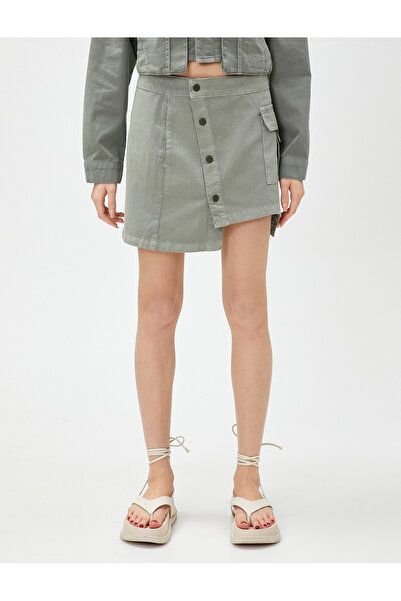 Koton Cep Detaylı Mini Kot Etek