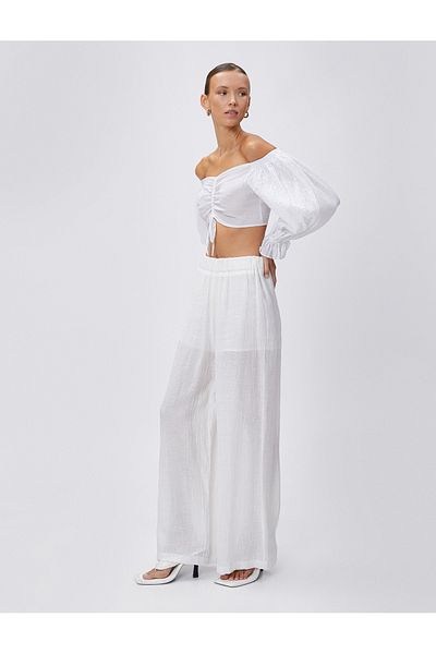 Koton Crop Off Shoulder Bluse mit Ballonärmeln