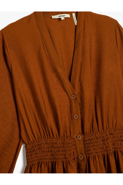 Koton Πουκάμισο φόρεμα με Gipped μέση V-λαιμόκοψη