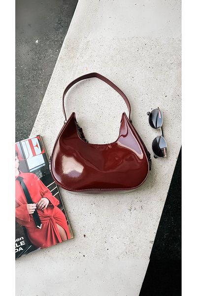 MEGİ Patent Leather Strap Detailed Shoulder Bag