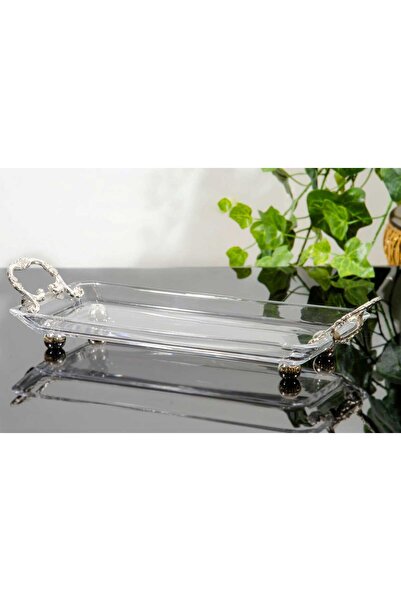 AlyaHomeAksesuar Rectangular Handle Tray Silver