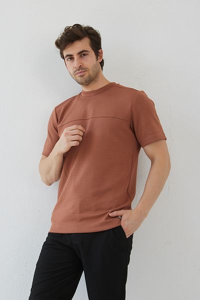 RAVANELLI Ανδρικό μαλακό μπλουζάκι με λαιμόκοψη Lycra με λεπτή εφαρμογή