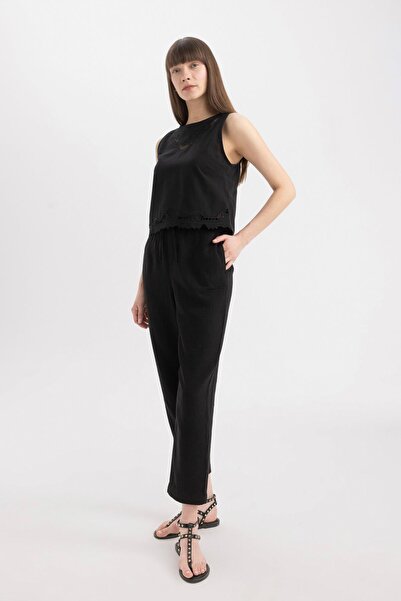 DeFacto Брюки для бігу з високою талією кишенькові короткі штани ткані B4212AX24SM