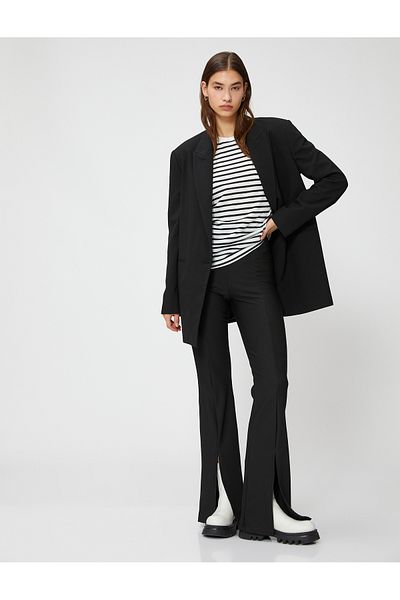 Koton Jambiere cu picioare spaniole Pantaloni cu fante cu nervuri Talie obișnuită