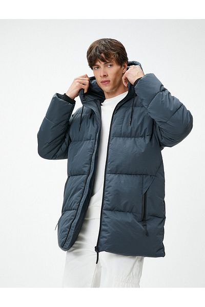 Koton Pufferjacke, Kapuze, Taschendetail, Reißverschluss