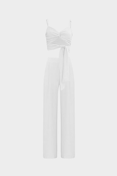 Açelya Okcu Women's Premium Bustier Blouse and Palazzo Pants Set