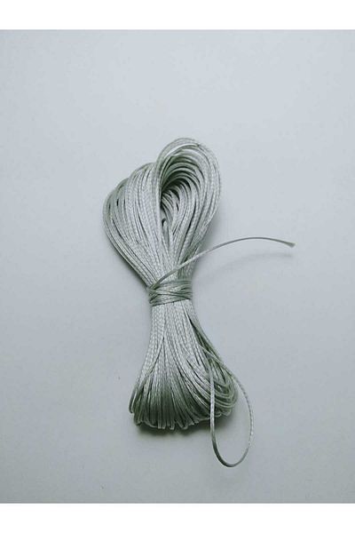Eskişehir hobi sanat 25 μέτρα χωρίς κερί βραζιλιάνικο κορδόνι μακραμέ - 1 mm, γκρι χρώμα, επίπεδο κορδόνι σχεδίασης κοσμημάτων