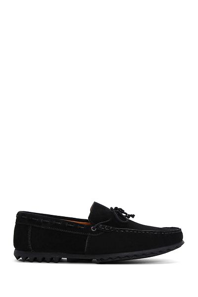 Derimod Black Suede Men's Loafer - Tasseled Leather