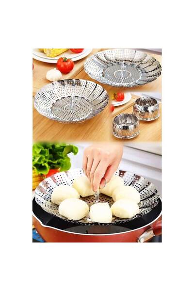 Piev Buharda Sebze Haşlama Pişirme Aparatı Çelik Paslanmaz Süzgeç