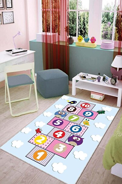 Viva Weaver's Kaymaz Tabanlı Makinede Yıkanan Baykuşlu Seksekli Çocuk Halısı ...