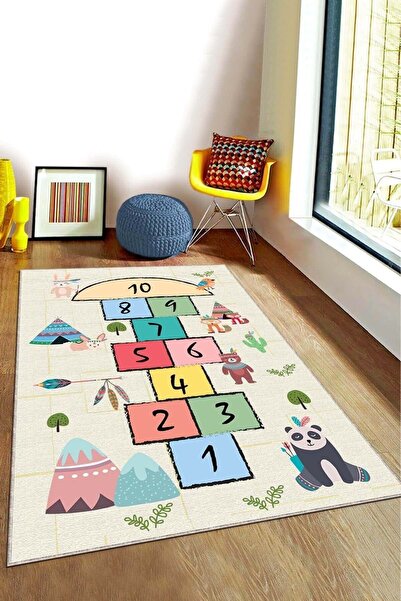 Viva Weaver's Makinede Yıkanan Kaymaz Taban Seksekli Çocuk Halısı Ar757
