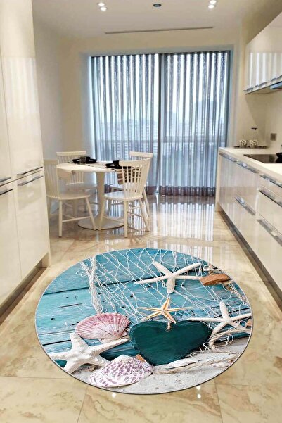 Viva Weaver's Kaymaz Taban Makinede Yıkanabilen Yuvarlak Mutfak Halısı Ar996