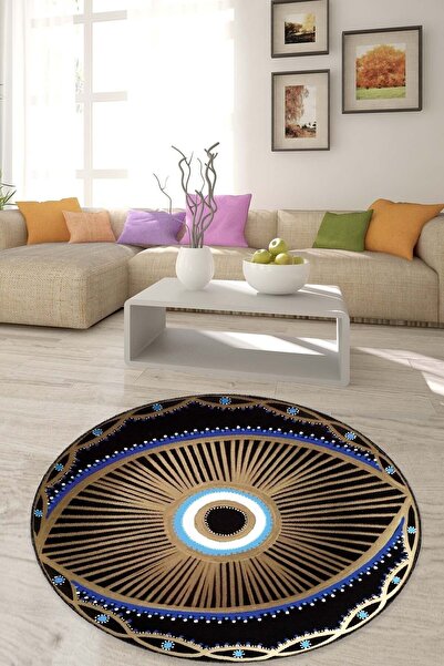 Viva Home Nazar Boncuğu Dekoratif Kaymaz Tabanlı Yıkanabilir Leke Tutmaz Yuva...