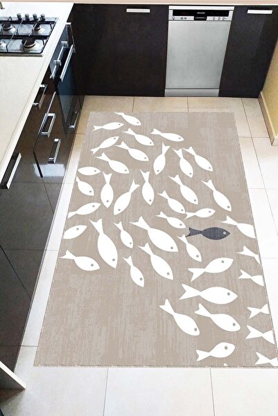 Viva Home Makinede Yıkanabilir Kaymaz Tabanlı Leke Tutmaz Salon Balıklı Mutfa...