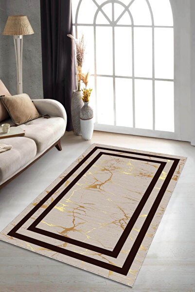 NeluxHome Dijital Baskılı Dekoratif Makinede Yıkanabilir Kaymaz Tabanlı Halı ...