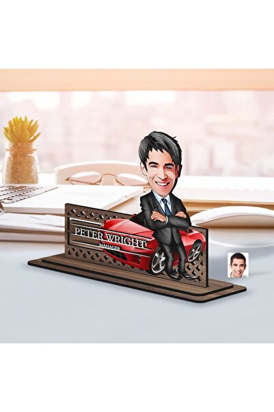 Bk Gift Kişiye Özel 3D Kabartma İsimli Baba Karikatürlü Ahşap Biblo-2, Babaya...