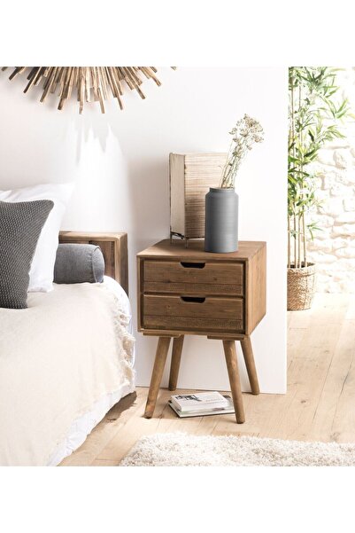 ŞafakMobilya Ahşap vintage model çift çekmece komodin