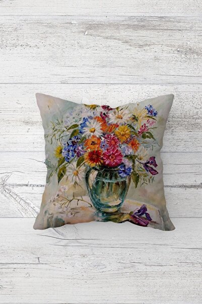 on the clouds Daisies in the Pot Patterned Hidden Zippered Throw Pillow Cover Sofa Pillow Cover Set (4 Pieces)