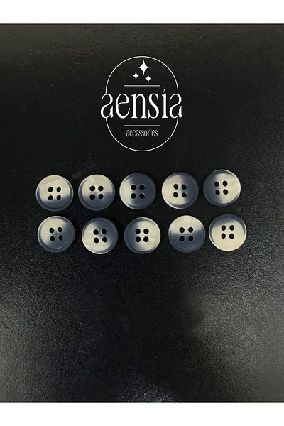 aensia Matte Polyester Shirt - Navy Blue Cream, Button 1.14 Cm, Pack of 10 Buttons