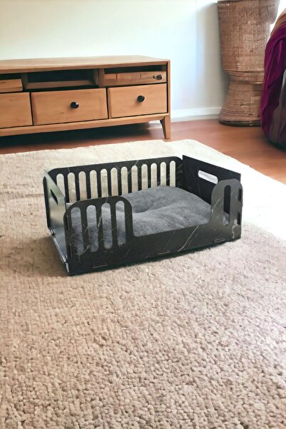 KLES Kedi Yatağı Ahşap Siyah Renk Model 5