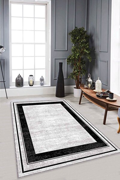 NeluxHome Kaymaz Taban Dijital Baskılı Makinede Yıkanabilen Kenar Desenli Hal...