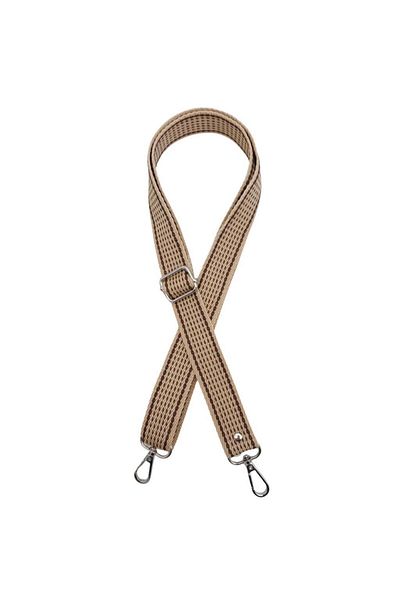 angel çanta aksesuar Geantă coloană Angel 120x3 cm poliester bej, cu dungi maro și accesorii metalice argintii