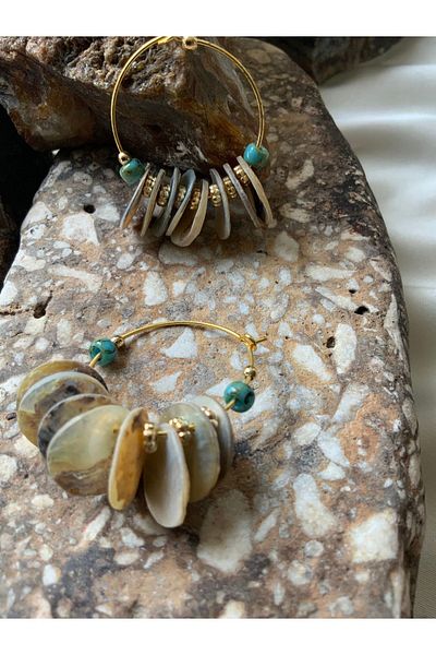 azra takı tasarım Ethnic Mother of Pearl, women's dangle earrings