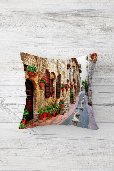 on the clouds Venice Street View Patterned Concealed Zippered Throw Pillow Cover Seat Pillow Case Set(4pcs)