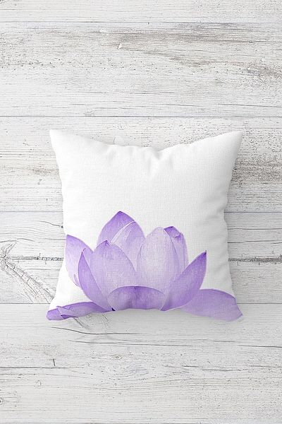 on the clouds Husă de pernă cu fermoar ascuns, cu flori de lotus mov, cu imprimeu pe două fețe